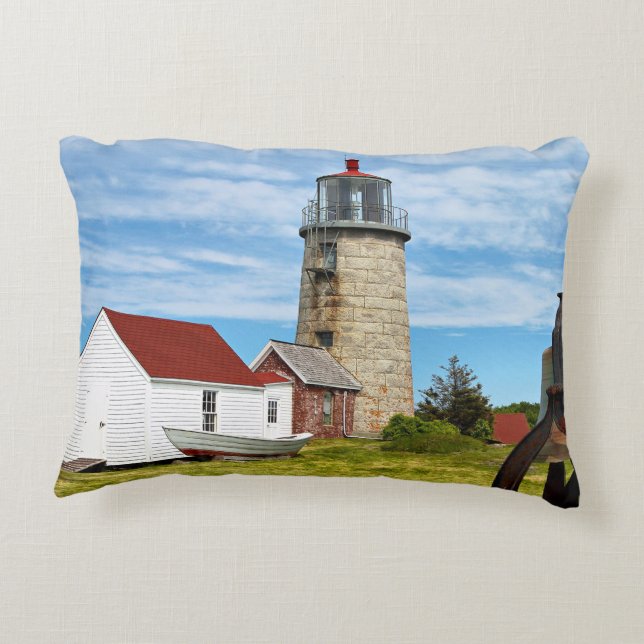 Monhegan Island Lighthouse, Maine Decorative Pillow (Back)