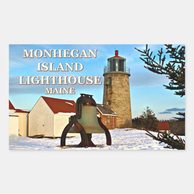 Monhegan Island Lighthouse, Maine Stickers (Front)