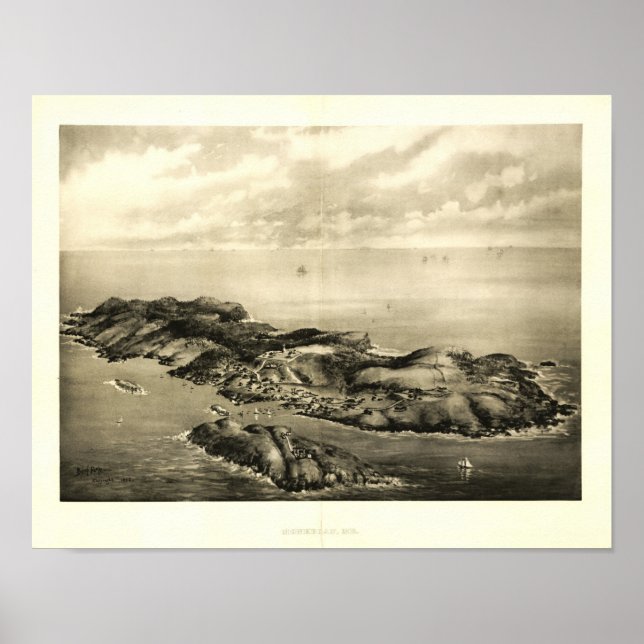 Monhegan Island, Maine 1896 Panaromic View Poster (Front)
