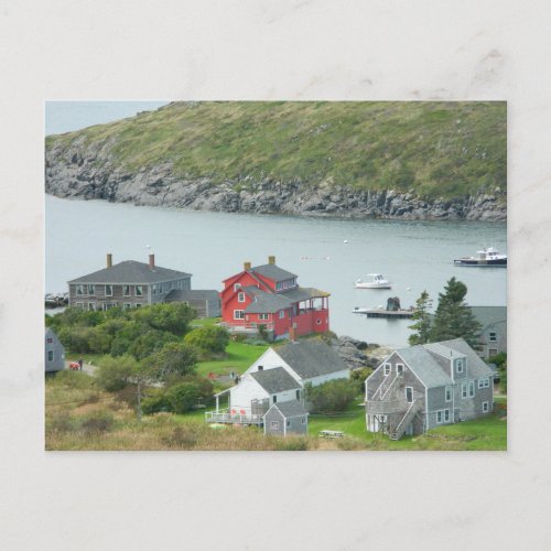 Monhegan Island Time Maine Coastal Fun Harbor PC  Holiday Postcard