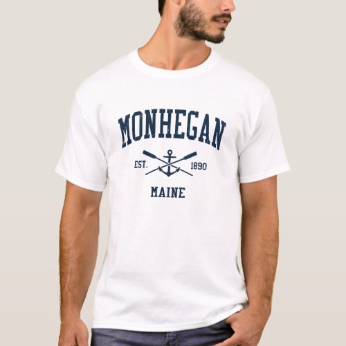 Monhegan ME Vintage Navy Crossed Oars  Anchor T_Shirt