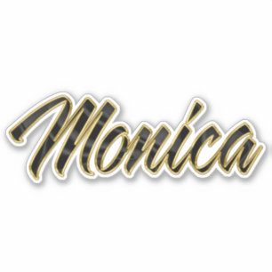 Monica black gold lettering sticker