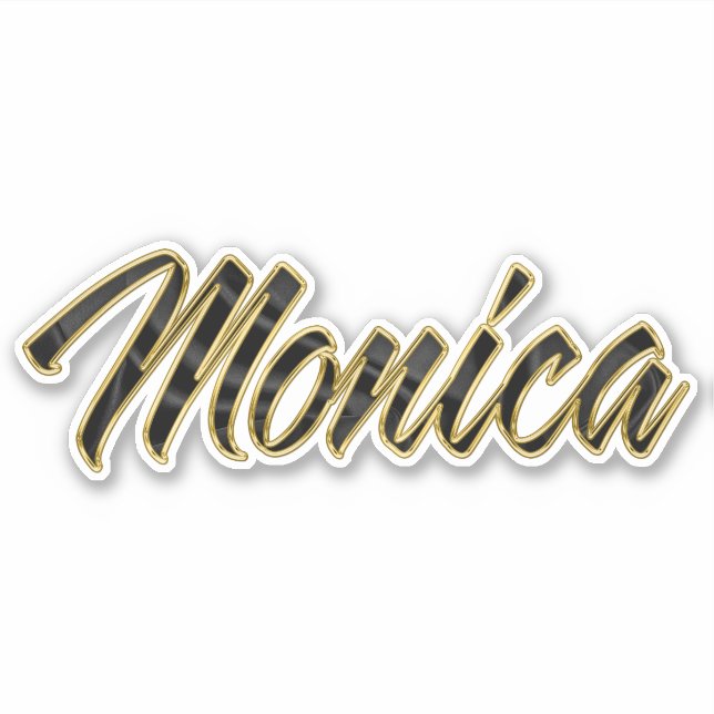 Monica black gold lettering sticker (Front)