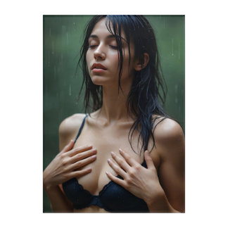 Monica in the rain acrylic print