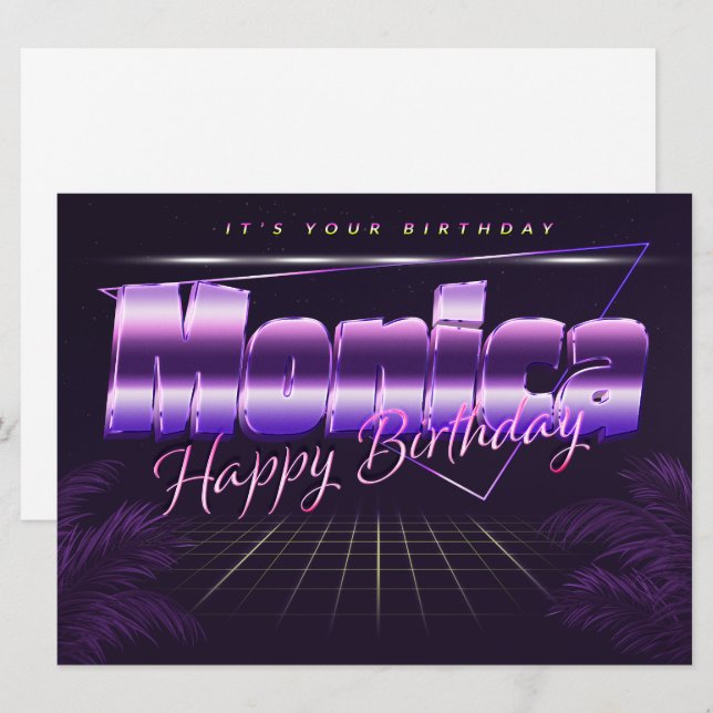 Monica Name First name pura retro card Birthday (Front/Back)
