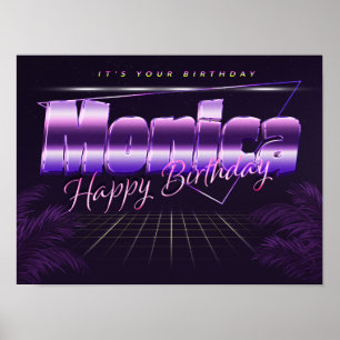 Monica Name First Name purple retro Poster Birthda