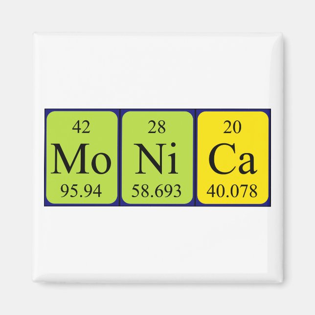 Monica periodic table name magnet (Front)