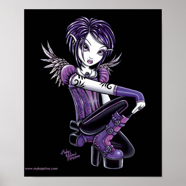 "Monica" Purple Tattoo Angel Posters (Front)