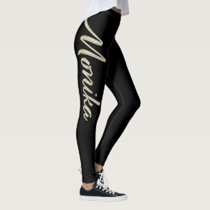 Monica white gold handwriting hose leggings