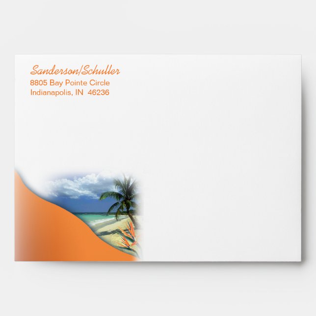 Monika Save the Date Hawaii Wedding Announcement Envelope (Front)