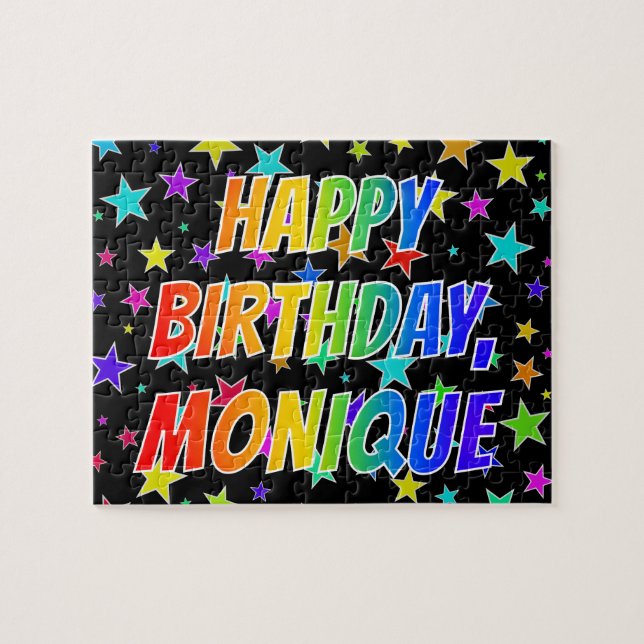 "MONIQUE" First Name, Fun "HAPPY BIRTHDAY" Jigsaw Puzzle (Horizontal)
