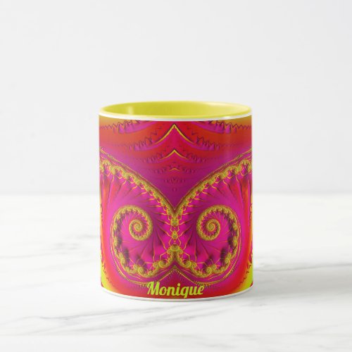 MONIQUE  HOT CRAZY 3D Fractal  Pink Red Yellow M Mug