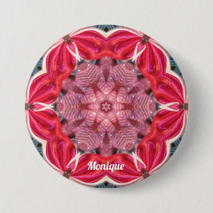 MONIQUE ~ White Pink Green BLING ~ Button