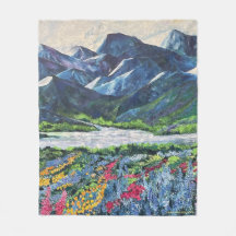 Moniques Alaskan Mountains fleece blanket