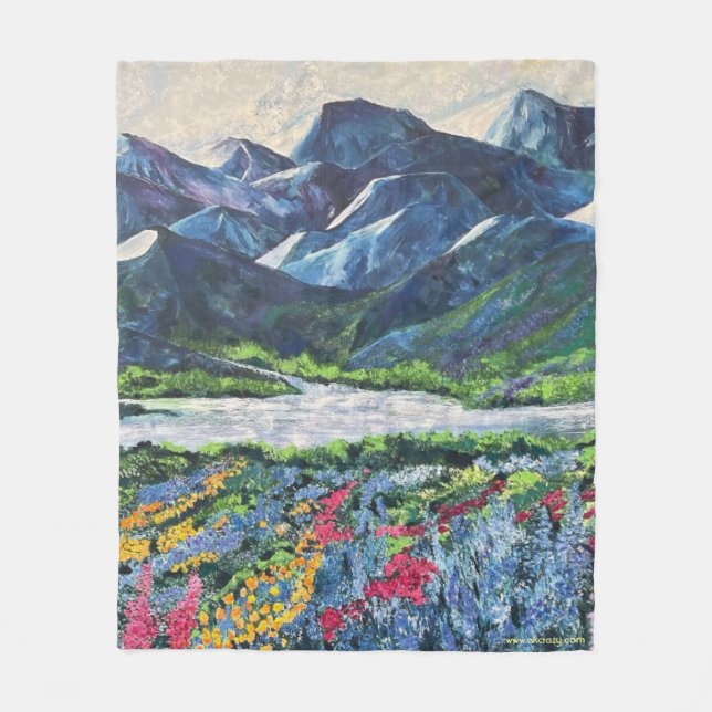 Moniques Alaskan Mountains fleece blanket (Front)
