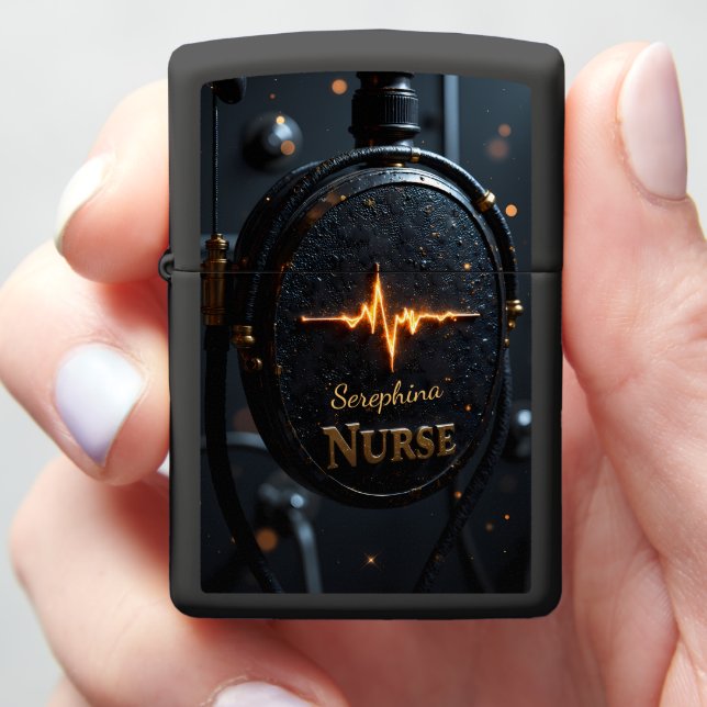 Monitor Guardian Nurse Ekg Critical Gift Zippo Lighter (In Hand)