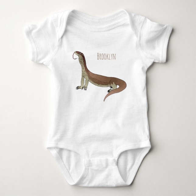 Monitor lizard cartoon illustration baby bodysuit (Front)