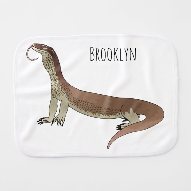 Monitor lizard cartoon illustration baby burp cloth (Front Horizontal)