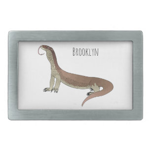 Monitor lizard cartoon illustration belt buckle