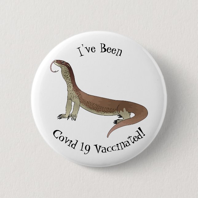 Monitor lizard cartoon illustration button (Front)