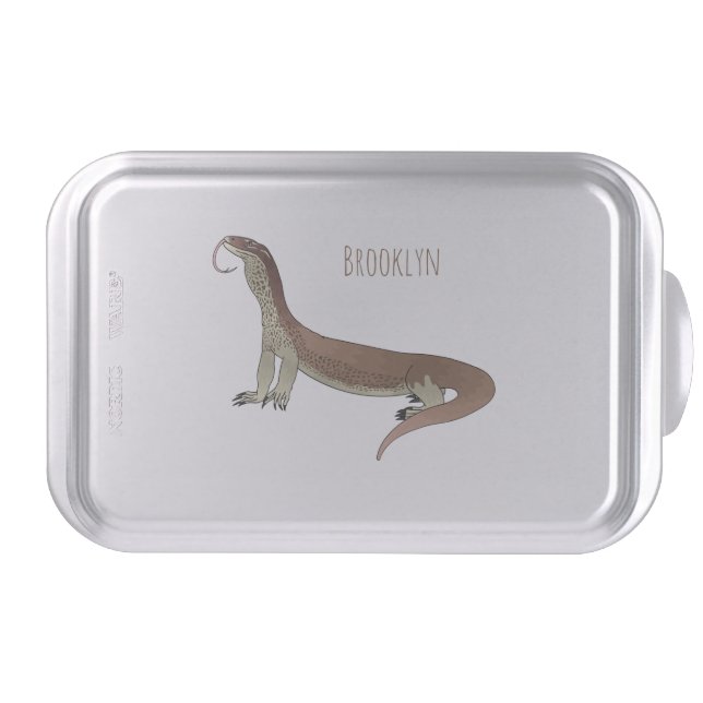 Monitor lizard cartoon illustration  cake pan (Front)