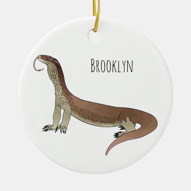 Monitor lizard cartoon illustration ceramic ornament (Front)