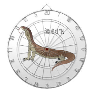 Monitor lizard cartoon illustration dart board