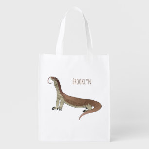 Monitor lizard cartoon illustration grocery bag