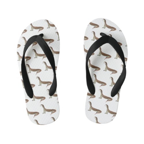 Monitor lizard cartoon illustration kids flip flops