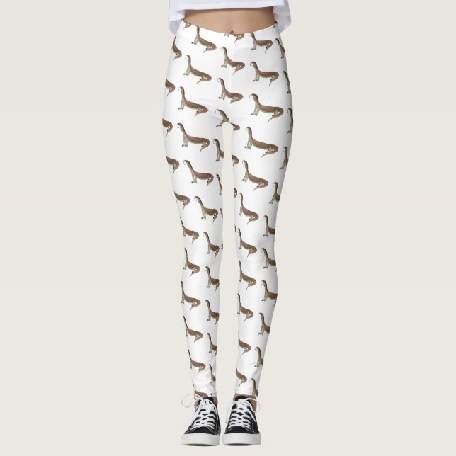 Monitor lizard cartoon illustration  leggings (Front)