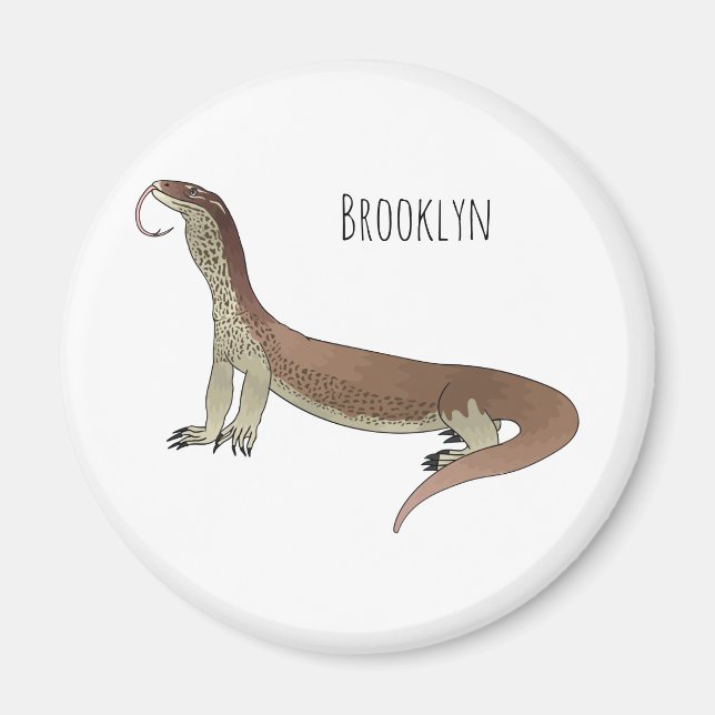 Monitor lizard cartoon illustration magnet (Front)