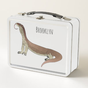 Monitor lizard cartoon illustration metal lunch box