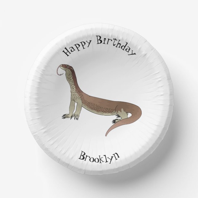 Monitor lizard cartoon illustration paper bowls (Front)
