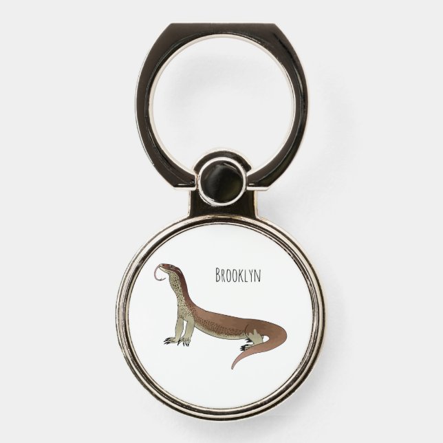 Monitor lizard cartoon illustration phone ring stand (Front)
