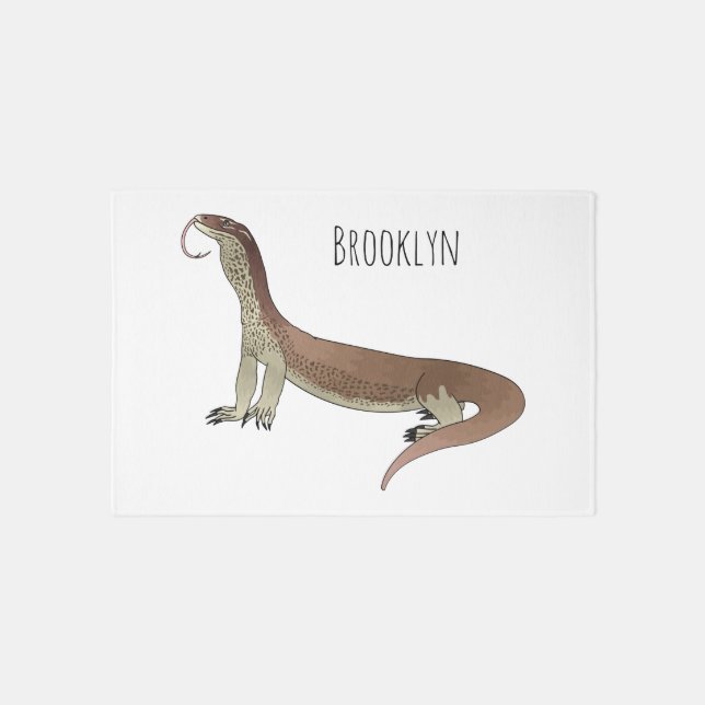Monitor lizard cartoon illustration rug (Front)