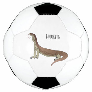 Monitor lizard cartoon illustration soccer ball