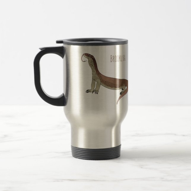 Monitor lizard cartoon illustration travel mug (Left)