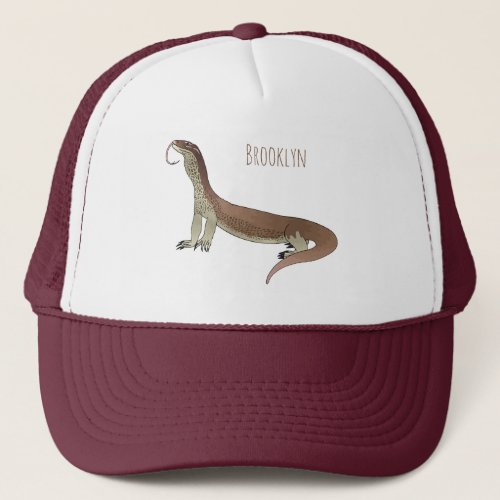 Monitor lizard cartoon illustration trucker hat