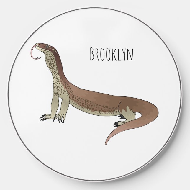 Monitor lizard cartoon illustration wireless charger  (Front)