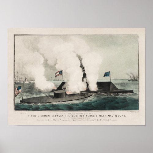 Monitor vs Merrimac _ Ironclad Civil War Battle Poster