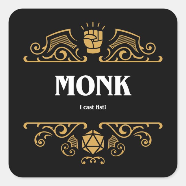 Monk Class Tabletop RPG Gaming Square Sticker (Front)