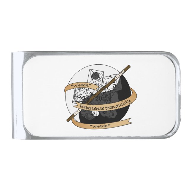 Monk Dice Design Silver Finish Money Clip (Front)