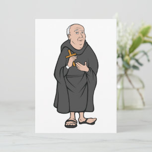 Monk Holding Cross in Robe Medieval Religious Invitation