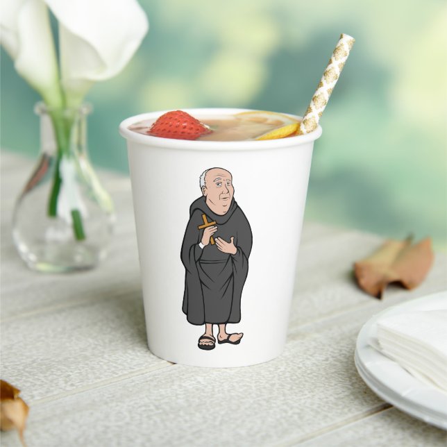 Monk Holding Cross in Robe Medieval Religious Paper Cups (Insitu)