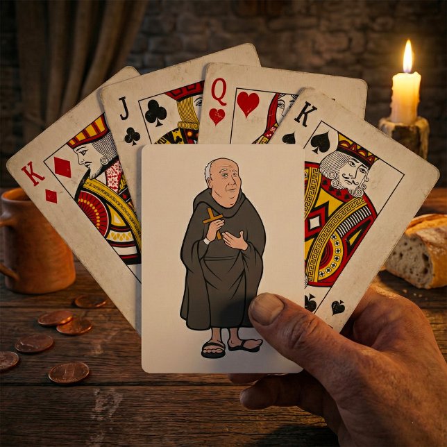 Monk Holding Cross in Robe Medieval Religious Poker Cards (Creator Uploaded)