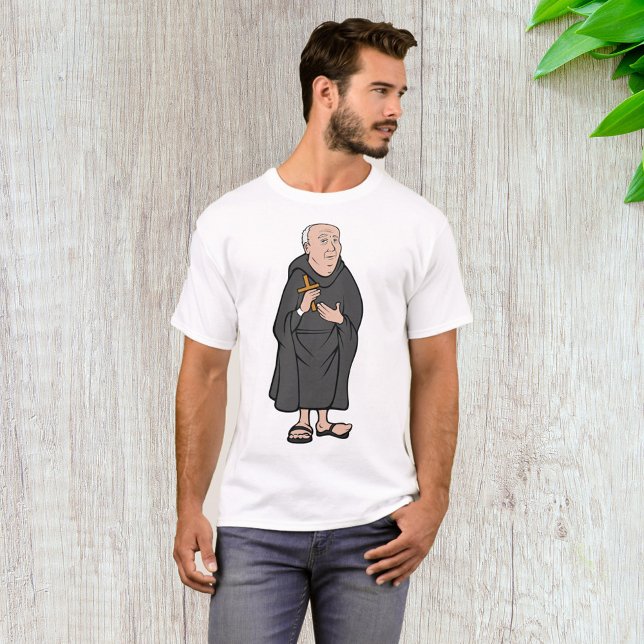 Monk Holding Cross in Robe Medieval Religious T-Shirt (Creator Uploaded)