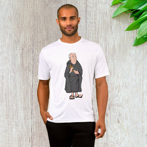 Monk Holding Cross in Robe Medieval Religious T-Shirt