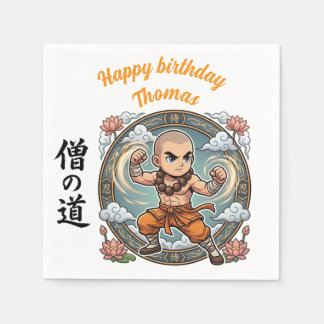 Monk Martial Arts Anime Chibi Gamer Birthday Napkins