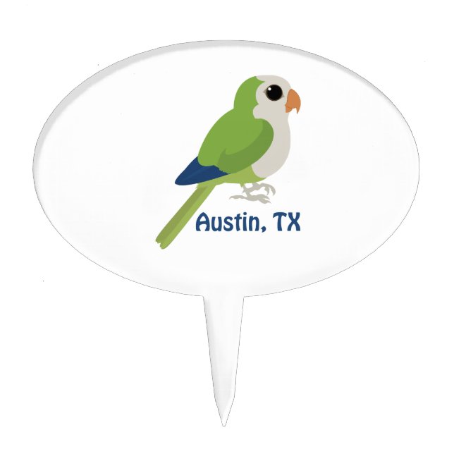 Monk Parakeet -Austin, Texas Cake Topper (Front)