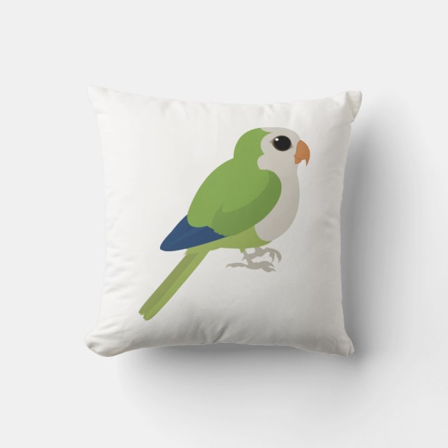 Monk Parakeet Throw Pillow (Front)